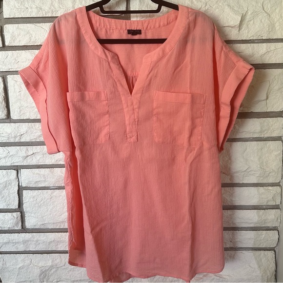 Talbots Tops - Women’s Talbots Gauze Popover Shirt Size 2X Blouse 100%Cotton Peach Color